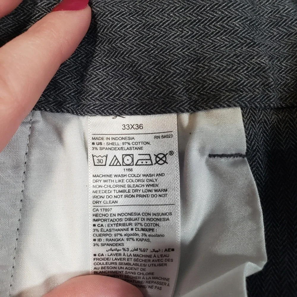 Old Navy Ultimate Straight Pants Mens 33x36 Grey Herringbone Built-In Flex